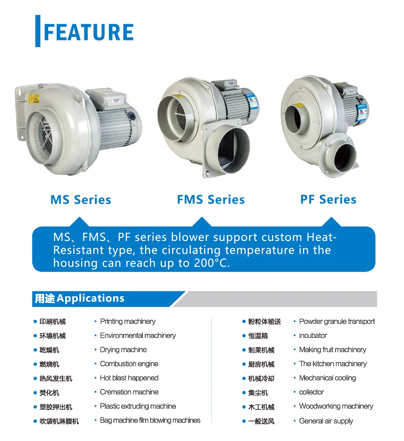 OuGuan MS FMS PF Series Blower Features